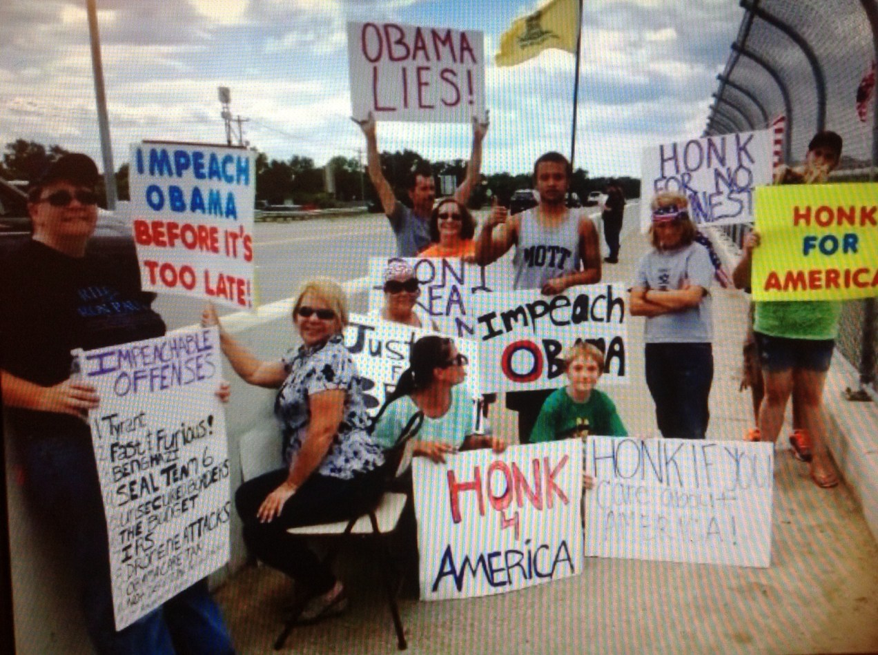 Overpasses for Obama's Impeachment Rally